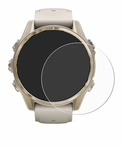 Imagen del dispositivo Garmin Fenix 8 (43 mm) con una amplia variedad de protectores de pantalla.