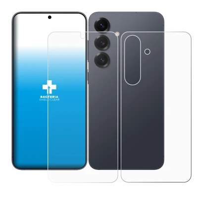 Imagen del dispositivo Samsung Galaxy S25 (Frontal+Trasero) con una amplia variedad de protectores de pantalla.