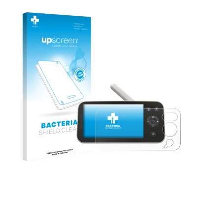 Parte frontal de un envase de producto con el logotipo de la marca upscreen. Al lado se muestra el dispositivo Philips Avent S