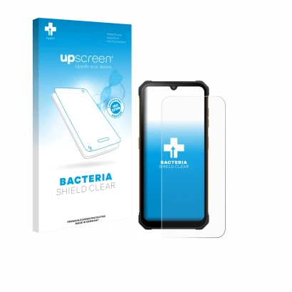 Parte frontal de un envase de producto con el logotipo de la marca upscreen. Al lado se muestra el dispositivo Hammer Iron Va 