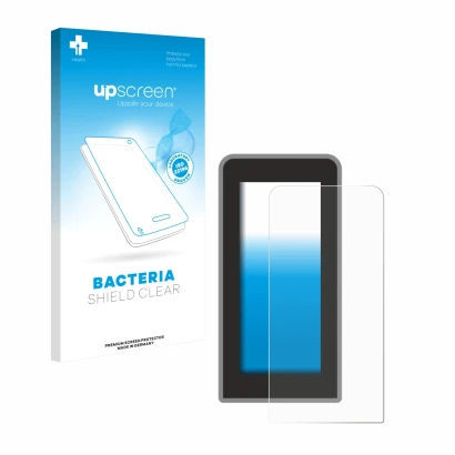 Parte frontal de un envase de producto con el logotipo de la marca upscreen. Al lado se muestra el dispositivo Tenways CGO600