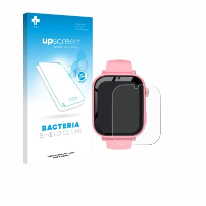 Parte frontal de un envase de producto con el logotipo de la marca upscreen. Al lado se muestra el dispositivo CATGIFF A22 con