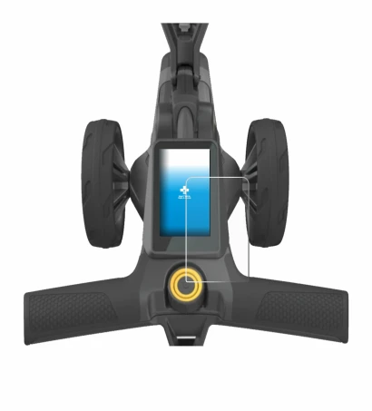Imagen del dispositivo PowaKaddy CT10 con una amplia variedad de protectores de pantalla.