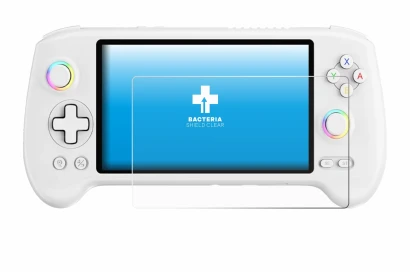 Imagen del dispositivo Anbernic RG557 con una amplia variedad de protectores de pantalla.