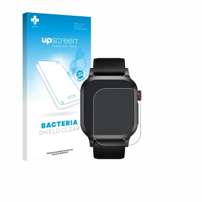 Parte frontal de un envase de producto con el logotipo de la marca upscreen. Al lado se muestra el dispositivo Haylou Iron Neo