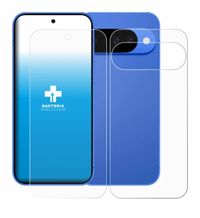 Imagen del dispositivo Google Pixel 10 (Frontal+Trasero) con una amplia variedad de protectores de pantalla.