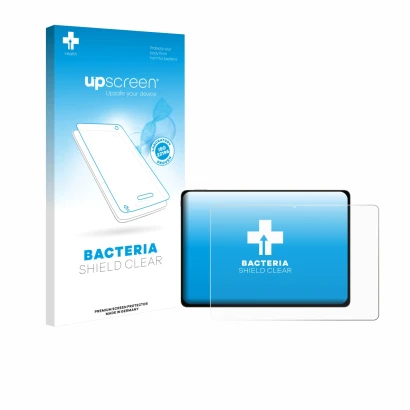 Parte frontal de un envase de producto con el logotipo de la marca upscreen. Al lado se muestra el dispositivo Honor Magicpad