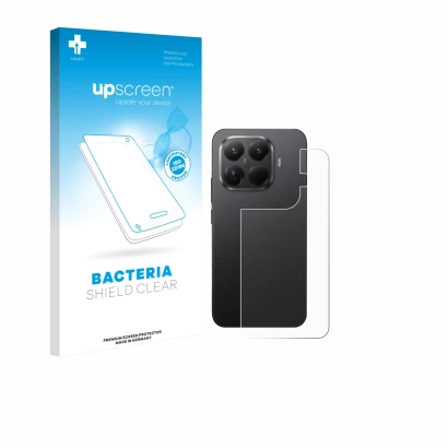 Parte frontal de un envase de producto con el logotipo de la marca upscreen. Al lado se muestra el dispositivo Xiaomi 15T Pro 