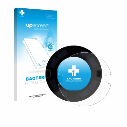 Parte frontal de un envase de producto con el logotipo de la marca upscreen. Al lado se muestra el dispositivo OOONO P-DISC NO