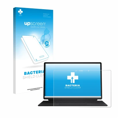 Parte frontal de un envase de producto con el logotipo de la marca upscreen. Al lado se muestra el dispositivo ASUS ProArt PZ1