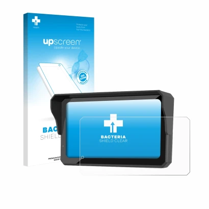 Parte frontal de un envase de producto con el logotipo de la marca upscreen. Al lado se muestra el dispositivo Carpuride W602S