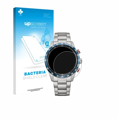 Parte frontal de un envase de producto con el logotipo de la marca upscreen. Al lado se muestra el dispositivo Citizen CA4716-