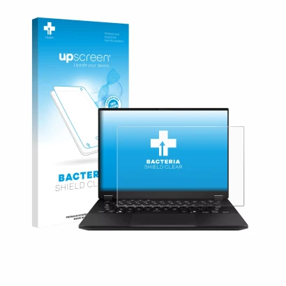 Parte frontal de un envase de producto con el logotipo de la marca upscreen. Al lado se muestra el dispositivo ASUS TUF Gaming