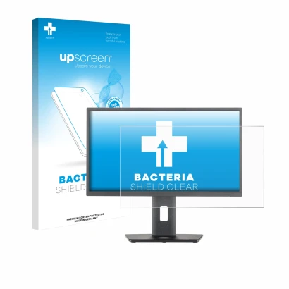 Parte frontal de un envase de producto con el logotipo de la marca upscreen. Al lado se muestra el dispositivo Iiyama ProLite 