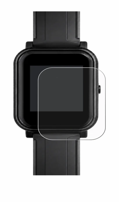 Imagen del dispositivo Bangle.js 2 con una amplia variedad de protectores de pantalla.