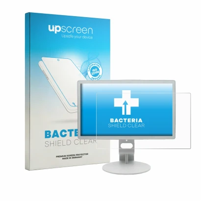 Parte frontal de un envase de producto con el logotipo de la marca upscreen. Al lado se muestra el dispositivo WERTH SYSTEMS P