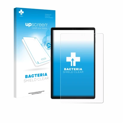 Parte frontal de un envase de producto con el logotipo de la marca upscreen. Al lado se muestra el dispositivo ZTE Blade X1001