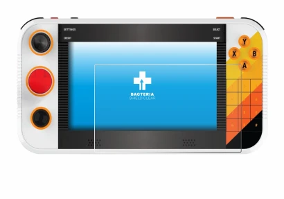 Imagen del dispositivo My Arcade Atari Gamestation Go Portable con una amplia variedad de protectores de pantalla.