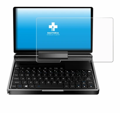 Imagen del dispositivo GPD MicroPC 2 con una amplia variedad de protectores de pantalla.