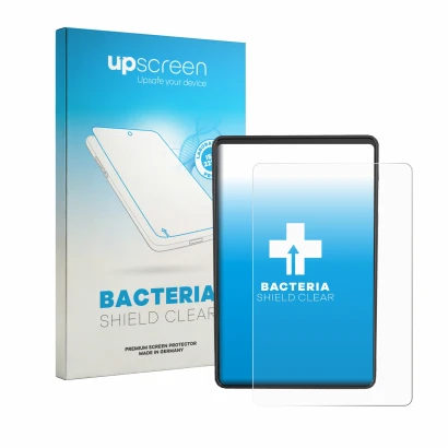Parte frontal de un envase de producto con el logotipo de la marca upscreen. Al lado se muestra el dispositivo Bafang VD04 con