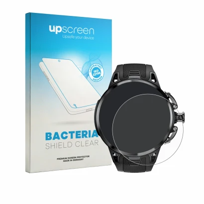 Parte frontal de un envase de producto con el logotipo de la marca upscreen. Al lado se muestra el dispositivo Lokmat Appllp 4