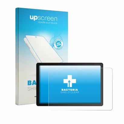 Parte frontal de un envase de producto con el logotipo de la marca upscreen. Al lado se muestra el dispositivo Wqplo G13 con s