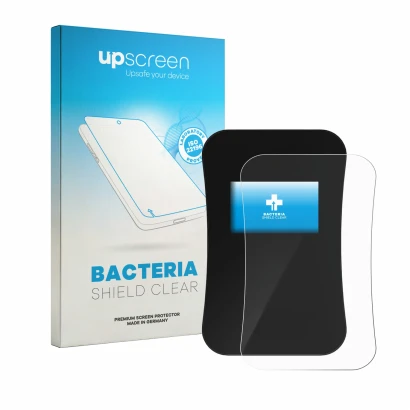 Parte frontal de un envase de producto con el logotipo de la marca upscreen. Al lado se muestra el dispositivo DaheimLaden Tou