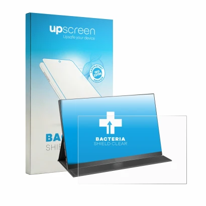 Parte frontal de un envase de producto con el logotipo de la marca upscreen. Al lado se muestra el dispositivo Yodoit PTM16 16