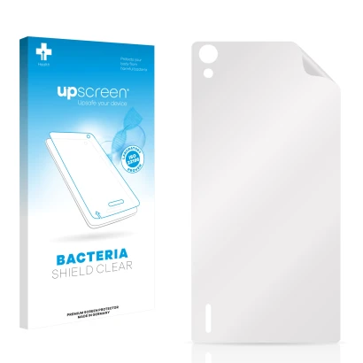 Parte frontal de un envase de producto con el logotipo de la marca upscreen. Al lado está el protector de pantalla correspondi