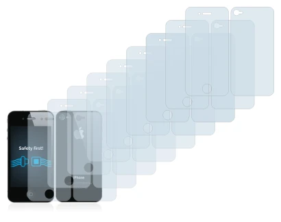 Imagen del dispositivo Apple iPhone 4S (Frontal+Trasero) con una amplia variedad de protectores de pantalla.