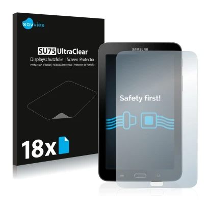 Parte frontal de un envase de producto con el logotipo de la marca Savvies. Al lado se muestra el dispositivo Samsung Galaxy T