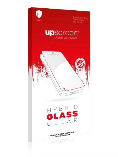 Parte frontal de un envase de producto con el logotipo de la marca upscreen