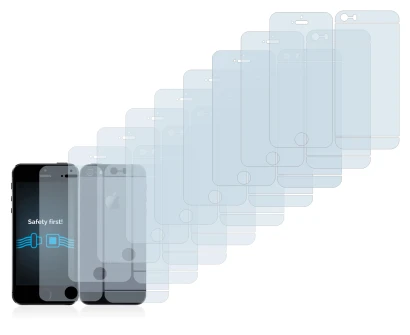 Imagen del dispositivo Apple iPhone 5S (Frontal+Trasero) con una amplia variedad de protectores de pantalla.