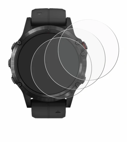 Imagen del dispositivo Garmin Fenix 5 Plus (47 mm) con una amplia variedad de protectores de pantalla.