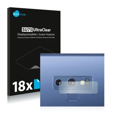 Parte frontal de un envase de producto con el logotipo de la marca Savvies. Al lado se muestra el dispositivo Samsung Galaxy N