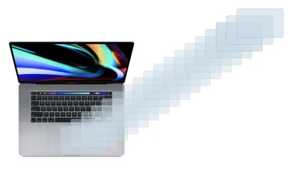 Imagen del dispositivo Apple MacBook Pro 16" 2019 (Touch Trackpad) con una amplia variedad de protectores de pantalla.