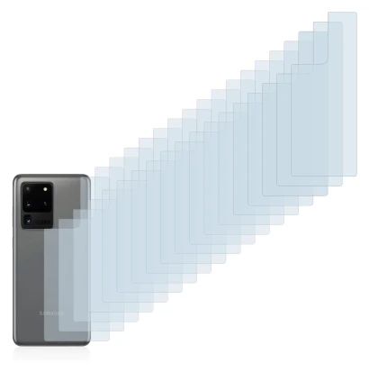 Imagen del dispositivo Samsung Galaxy S20 Ultra (Trasero) con una amplia variedad de protectores de pantalla.