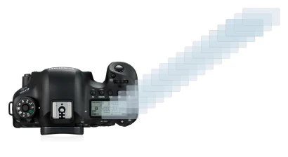 Imagen del dispositivo Canon EOS 6D (pantalla de hombro) con una amplia variedad de protectores de pantalla.
