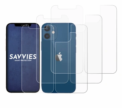 Imagen del dispositivo Apple iPhone 12 mini (Frontal+Trasero) con una amplia variedad de protectores de pantalla.