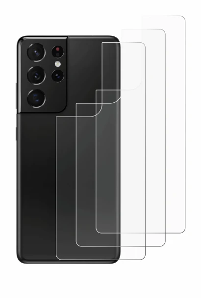 Imagen del dispositivo Samsung Galaxy S21 Ultra 5G (Trasero) con una amplia variedad de protectores de pantalla.