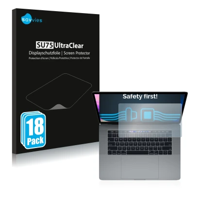 Parte frontal de un envase de producto con el logotipo de la marca Savvies. Al lado se muestra el dispositivo Apple MacBook Pr