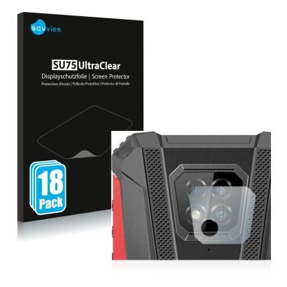 Parte frontal de un envase de producto con el logotipo de la marca Savvies. Al lado se muestra el dispositivo Ulefone Armor 8 