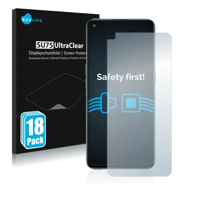 Parte frontal de un envase de producto con el logotipo de la marca Savvies. Al lado se muestra el dispositivo OnePlus Nord CE 