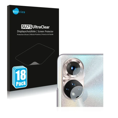 Parte frontal de un envase de producto con el logotipo de la marca Savvies. Al lado se muestra el dispositivo Honor 50 (SÓLO C