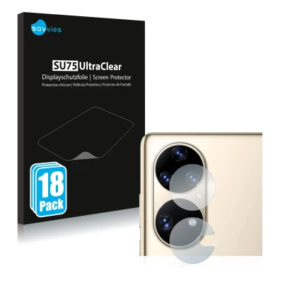 Parte frontal de un envase de producto con el logotipo de la marca Savvies. Al lado se muestra el dispositivo Huawei P50 Pro (