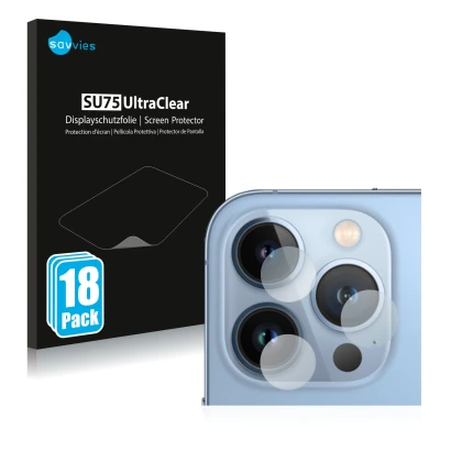 Parte frontal de un envase de producto con el logotipo de la marca Savvies. Al lado se muestra el dispositivo Apple iPhone 13 