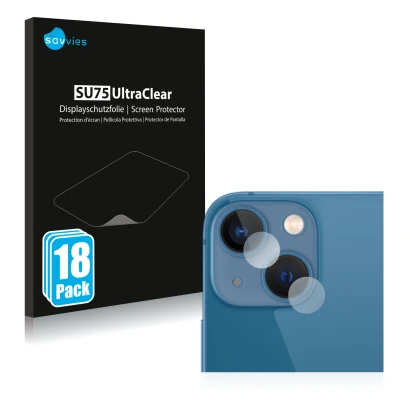 Parte frontal de un envase de producto con el logotipo de la marca Savvies. Al lado se muestra el dispositivo Apple iPhone 13 