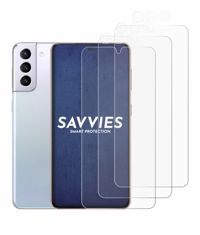 Imagen del dispositivo Samsung Galaxy S21 (Frontal+Cámara) con una amplia variedad de protectores de pantalla.