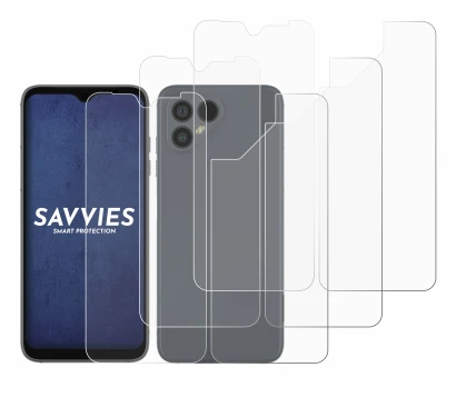 Imagen del dispositivo Fairphone 4 (Frontal+Trasero) con una amplia variedad de protectores de pantalla.