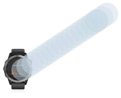 Imagen del dispositivo Garmin Fenix 6 Solar con una amplia variedad de protectores de pantalla.